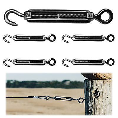Pack m black hook and eye turnbuckle for ble wire rope tension heavy duty