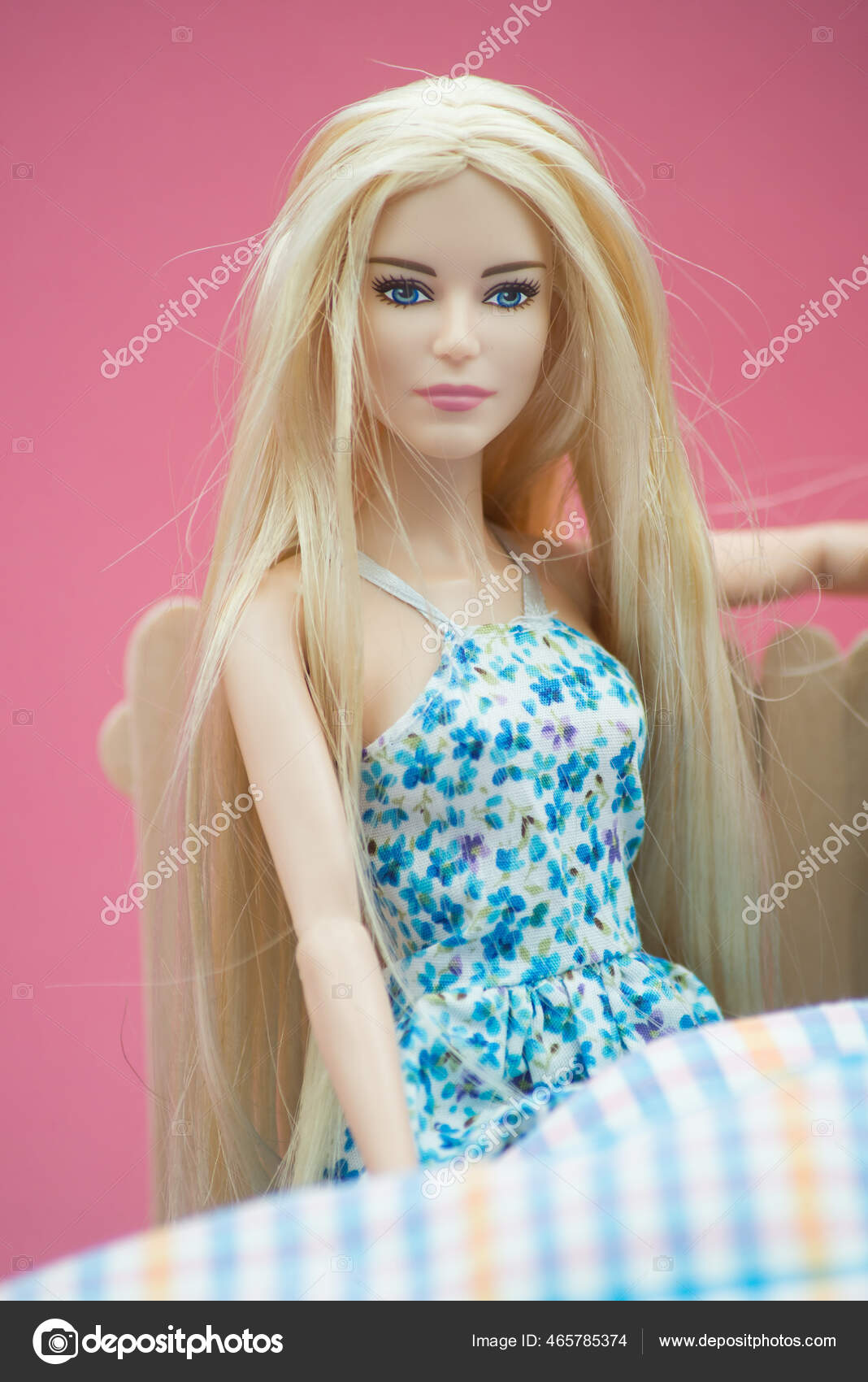 Mulhouse France July 2021 Portrait Blond Barbie Dolls Wearing