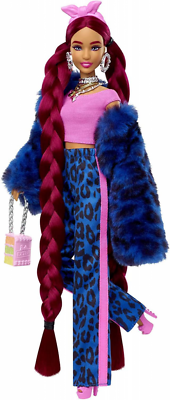 Barbie extra doll with burgundy braids and accessories for sale online