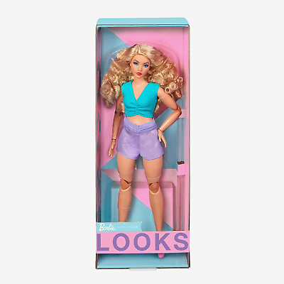 Barbie signature looks doll color blocking blonde curl waist cut