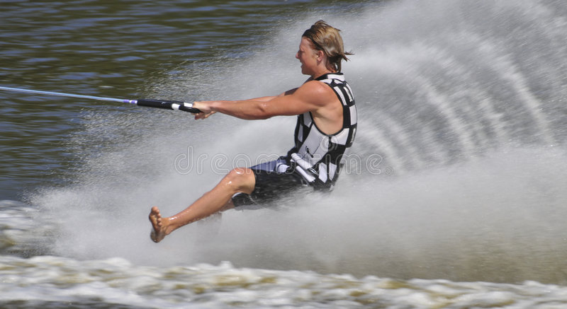 Barefoot water skiing stock photos