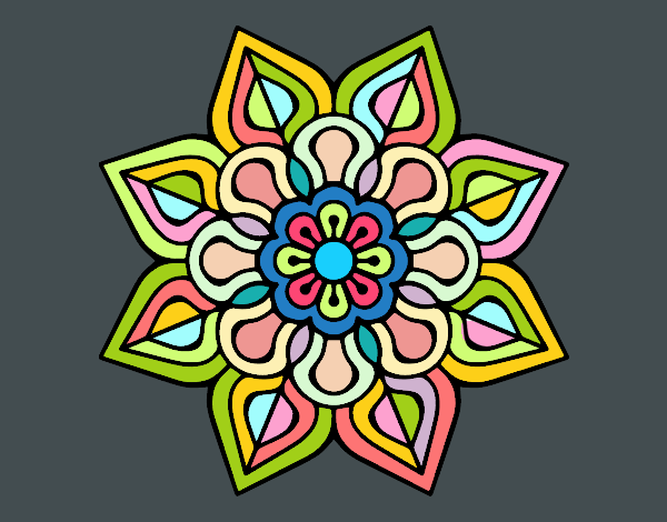 Colored page simple flower mandala painted by user not registered