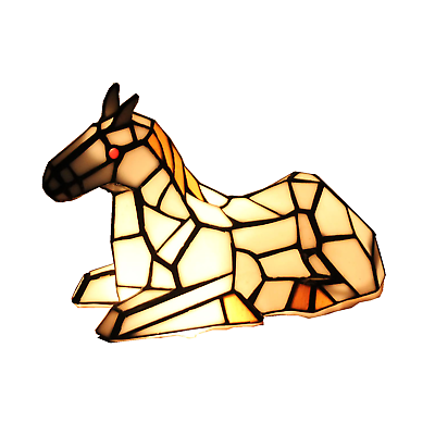 Tiffany stained glass horse pony table lamp night lighting home decoration gift