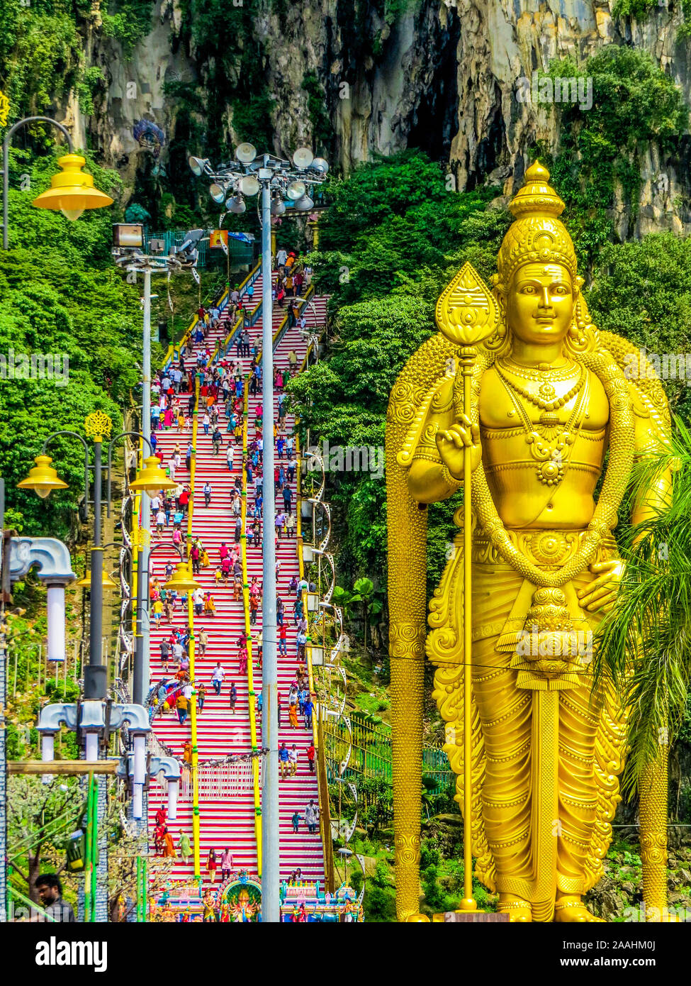 Lord murugan statue batu caves malaysia stock photo