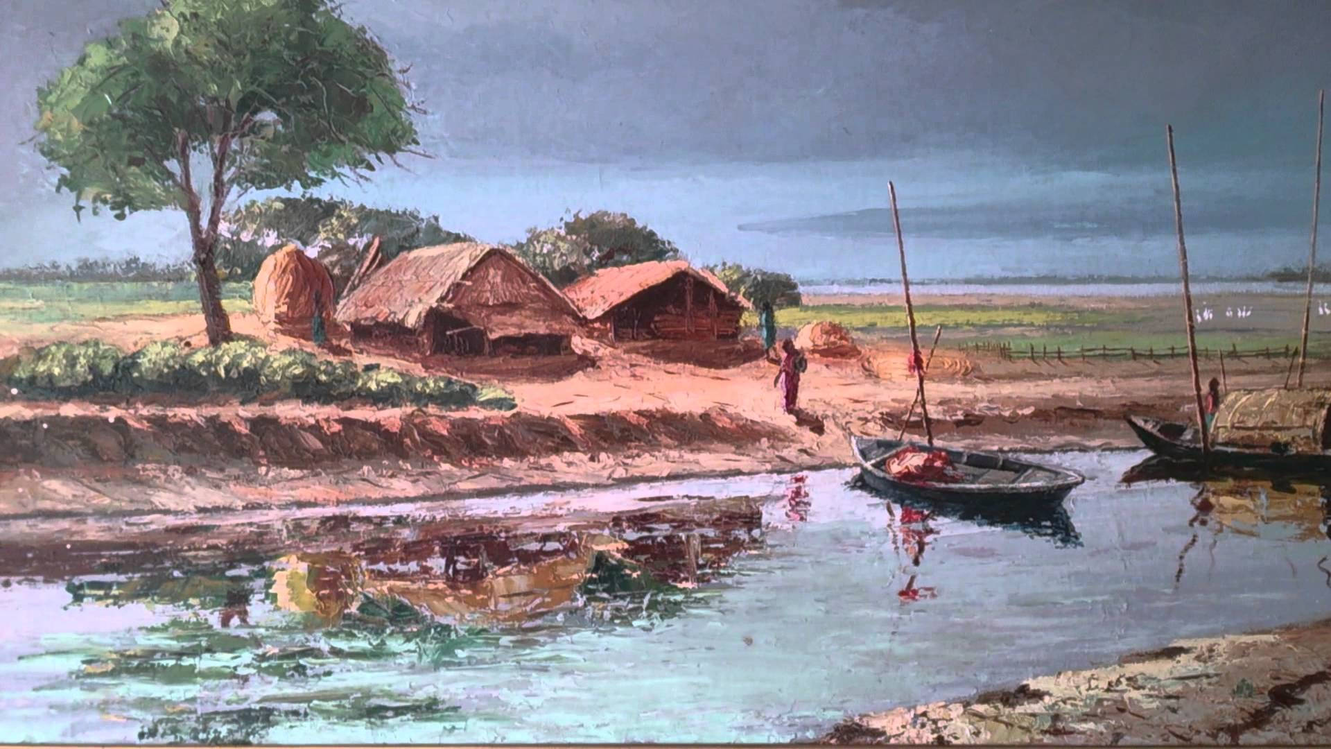 Download bangladesh village scenery art wallpaper