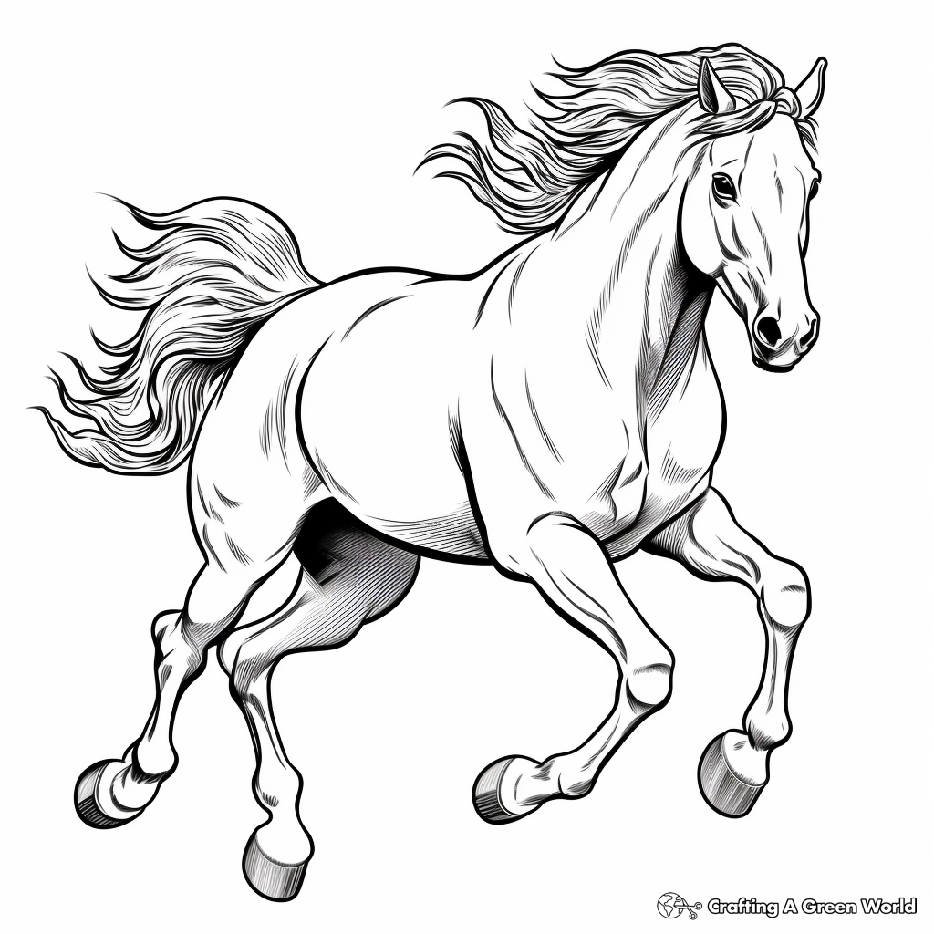 Running horse coloring pages