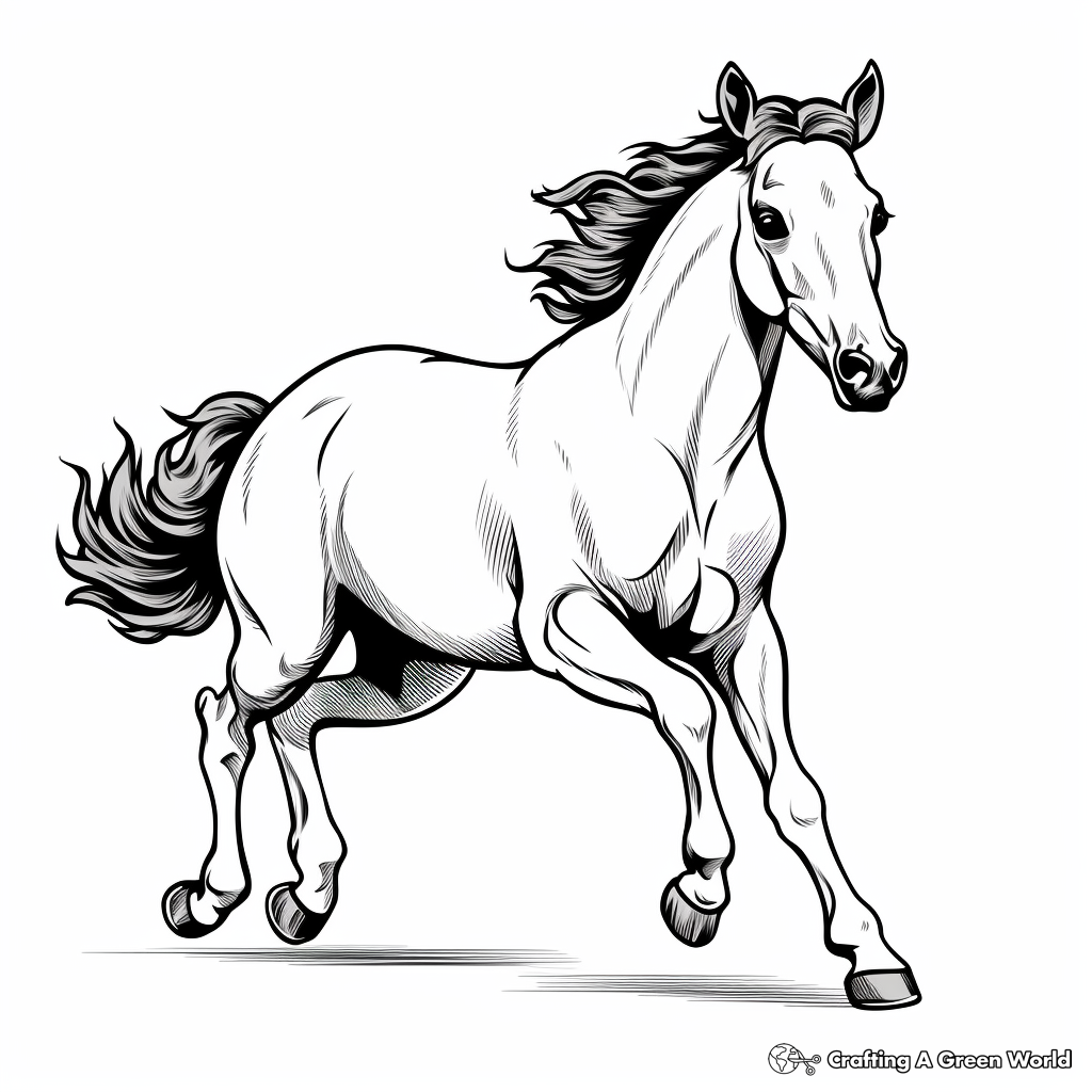 Running horse coloring pages