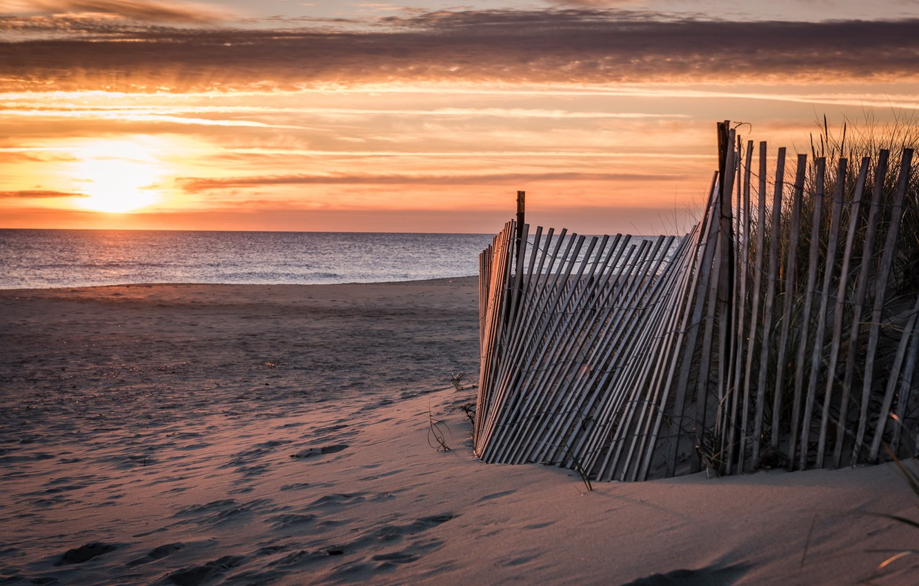 Wallpaper sea beach landscape sunset the fence images for desktop section ððµðð