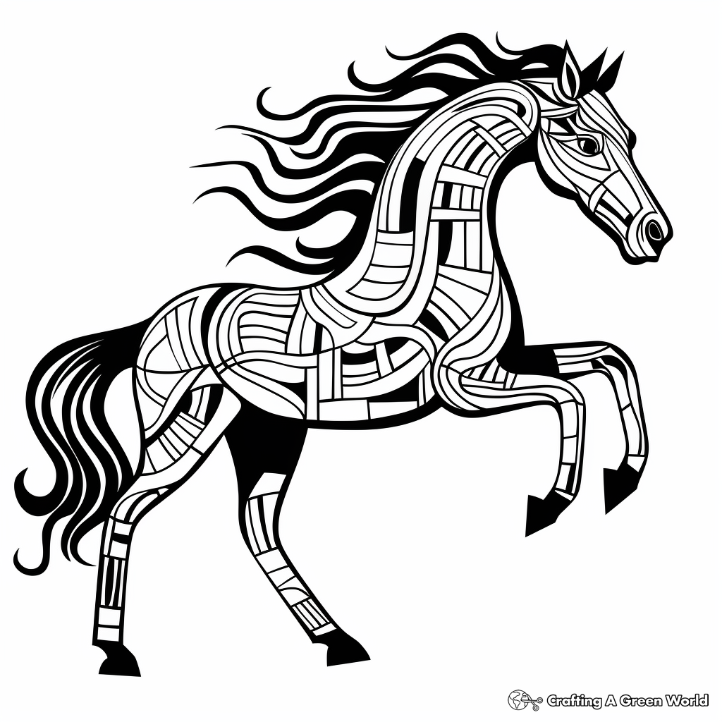 Running horse coloring pages