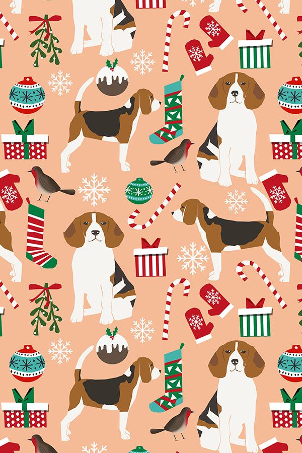Beagle christmas holiday winter christmas wallpaper backgrounds christmas wallpaper dog illustration