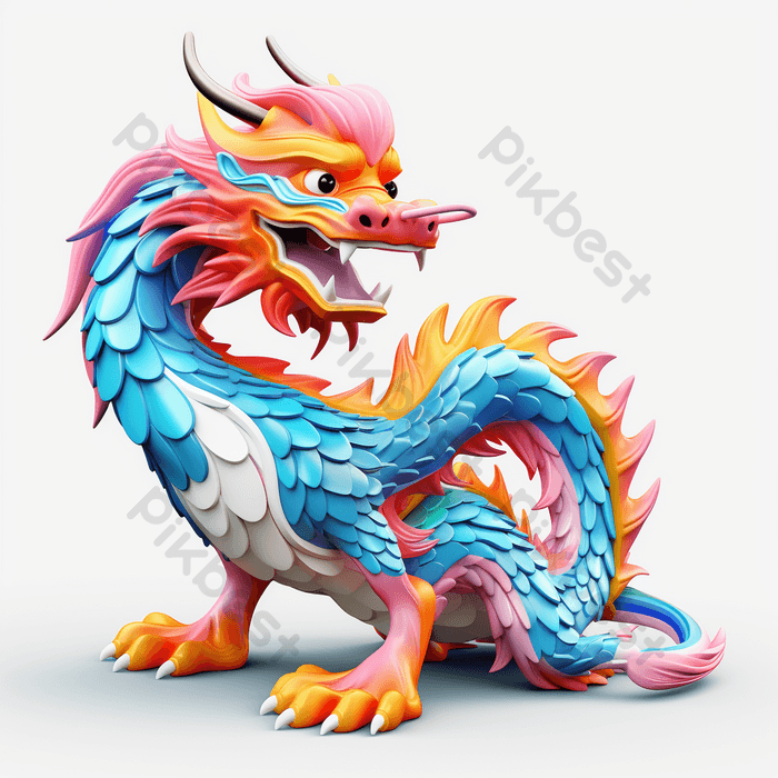 D style minimal details chinese dragon figure png images psd free download