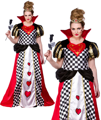 Ladies queen of hearts costume fairy tale book week fancy dress uk