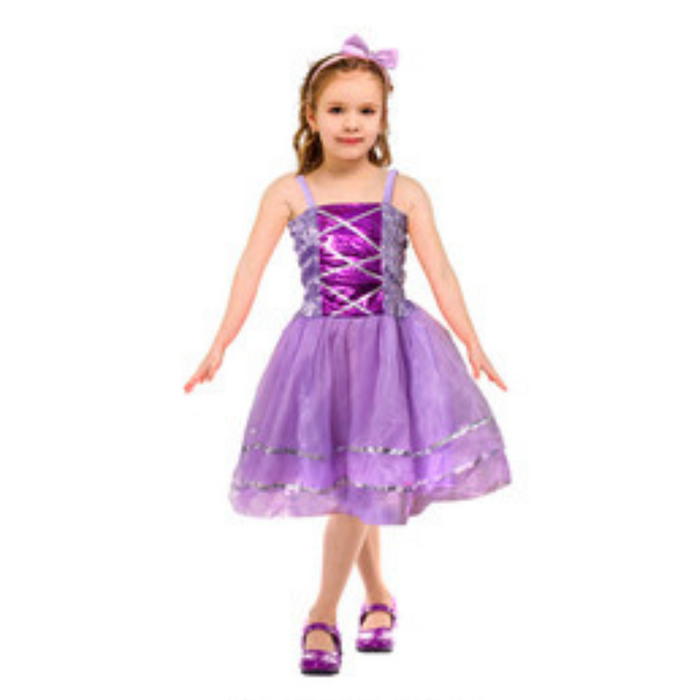 Children metallic princess dress purple