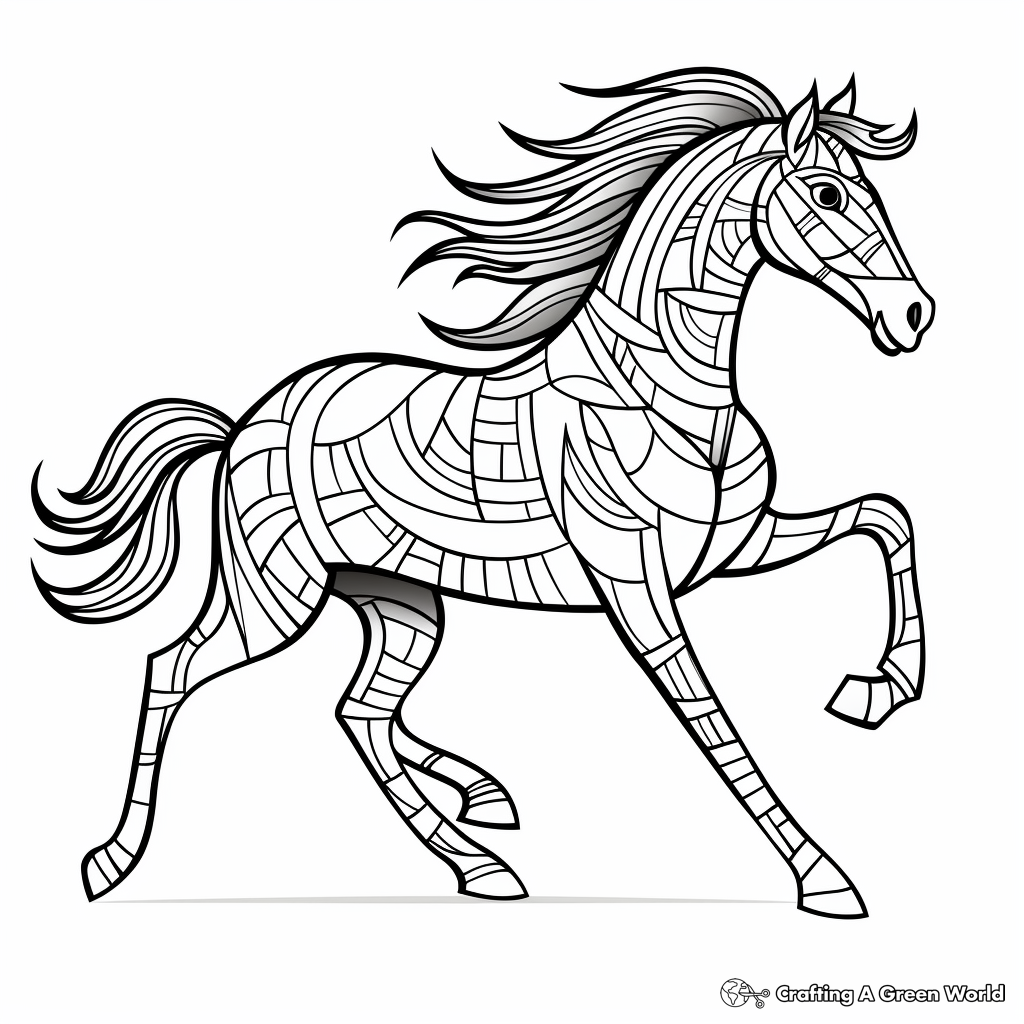 Running horse coloring pages