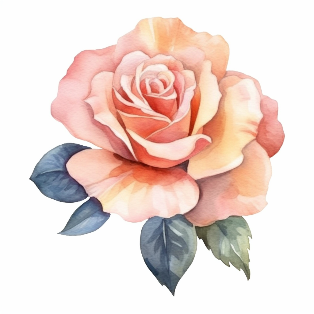 Create a beautiful clipart of a rose flower with a plain high contrasted background in a