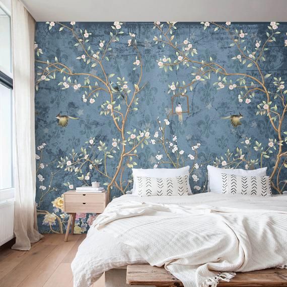 Chinoiserie wallpaper mural peel and stick removable wall