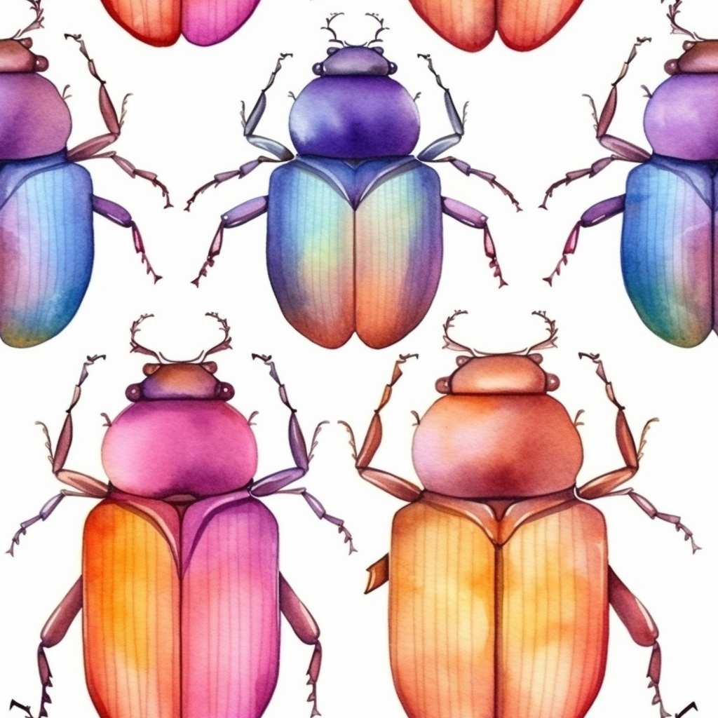 Watercolor cute beetle clipart style