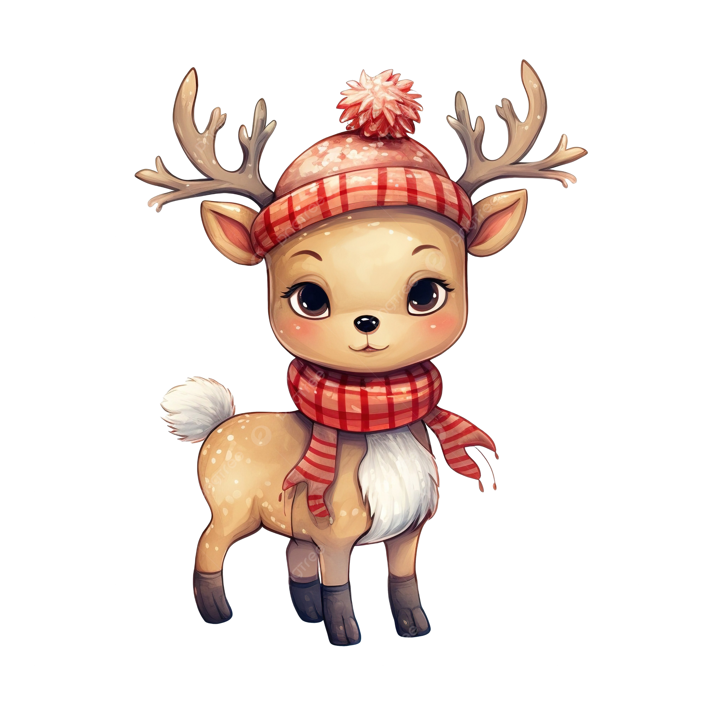 Merry christmas with cute kawaii hand drawn deer with red scarf ice skating christmas cartoon cute christmas christmas drawing png transparent image and clipart for free download