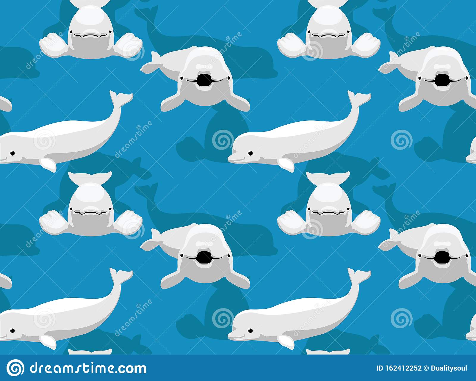 Animal beluga whale cartoon set vector seamless background wallpaper stock vector