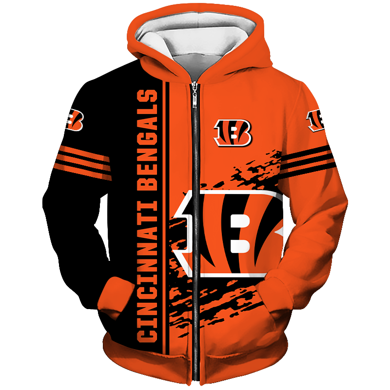 Cincinnati bengals zip up hoodie casual hooded sweatshirt jacket us size gifts