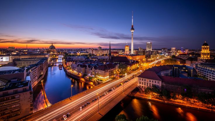 Hd wallpaper germany europe city lights fernsehturm berliner fernsehturm