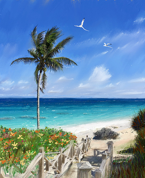 Bermuda scenic murals shields wallpaper mural installations