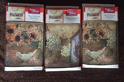 Better homes gardens country flowers bird houses wallpaper border yds nop