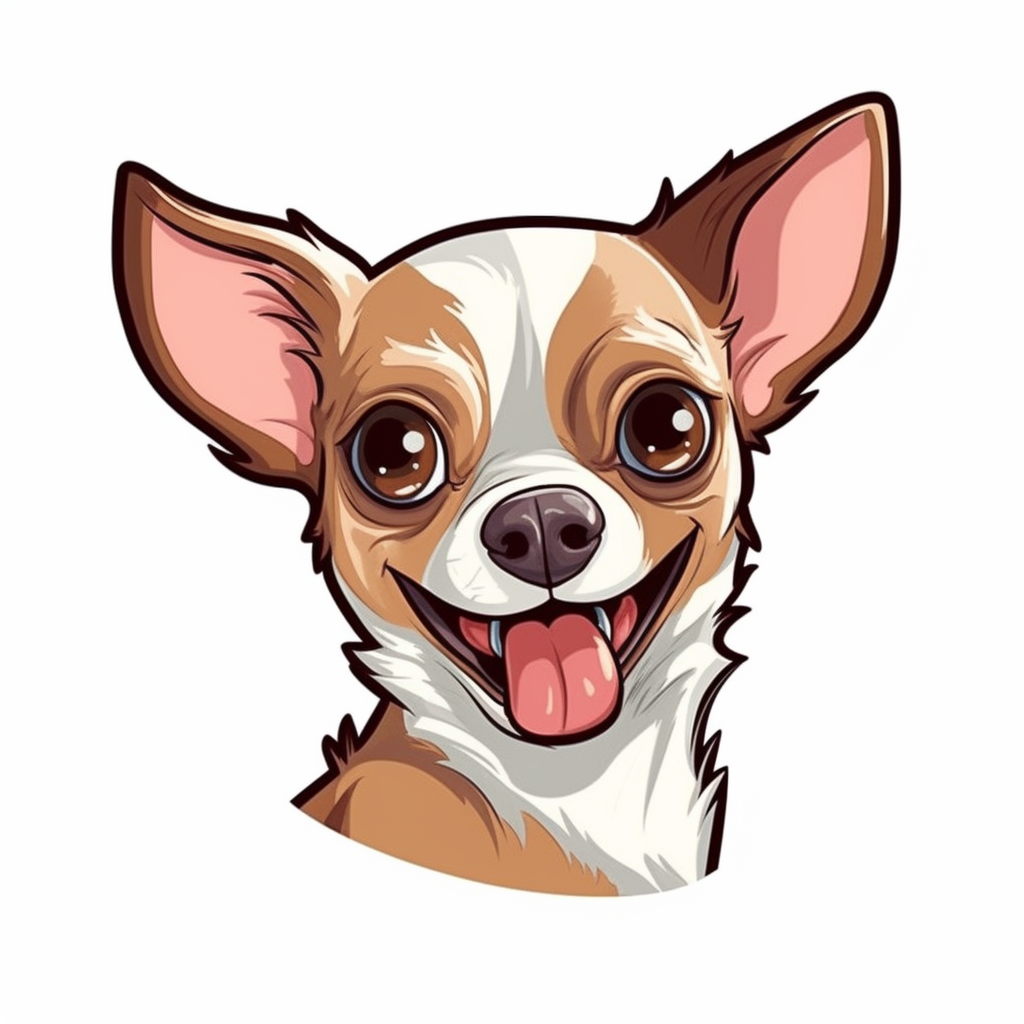 Cute puppie chihuahua mexican face laughing at loud funny face looking up thinking clipart cartoon element white background