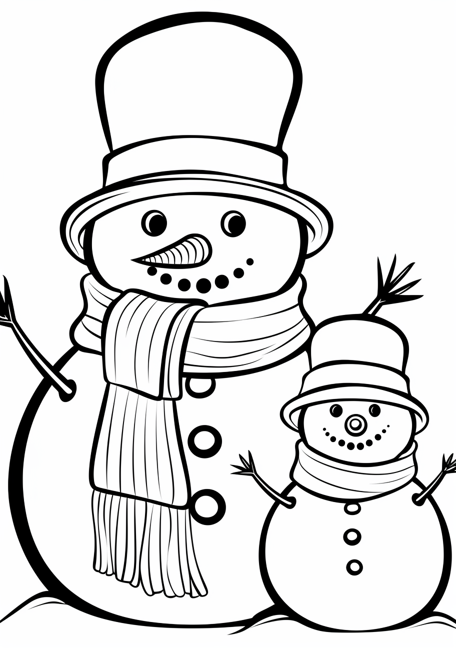 Snowman family coloring s