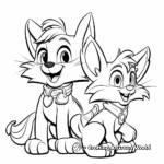 Two cats coloring pages