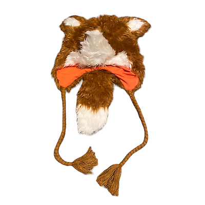 Claires fox face womens hat furry animal long braided ear straps