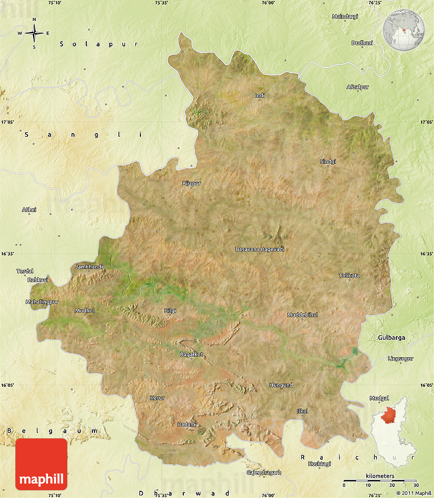 Satellite map of bijapur physical outside