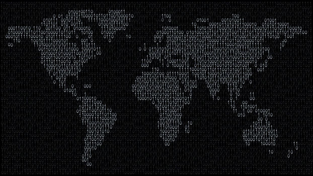 Typography binary numbers maps digital art world map wallpaper x