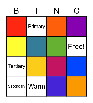 Color bingo cards