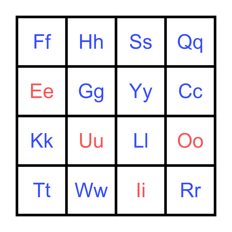 Abcs bingo card