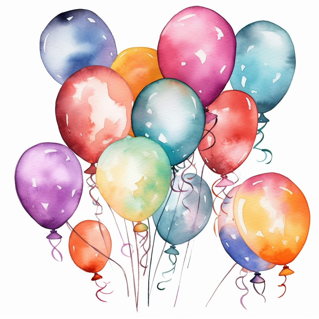 Party balloons clipart birthday party centerpiece watercolor clipart