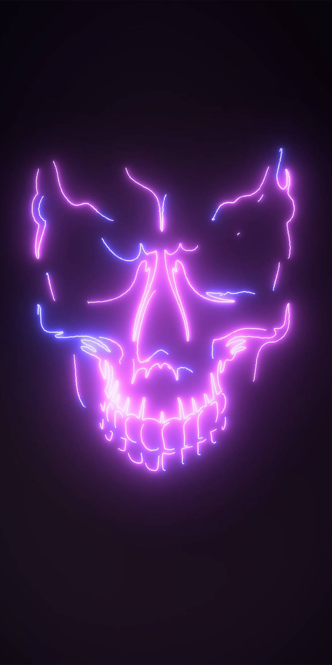 Download black and purple aesthetic neon skull wallpaper