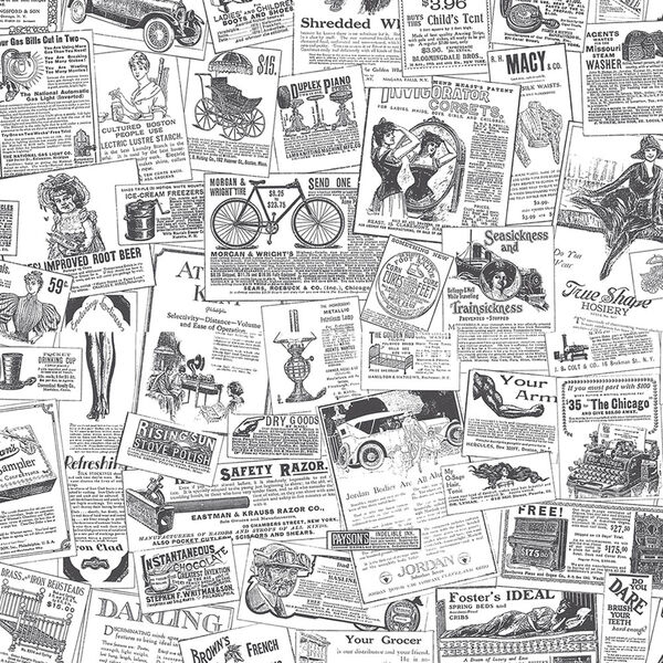 Newspaper Fabric, Wallpaper and Home Decor