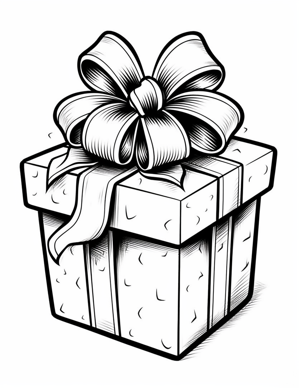 Cute cartoon clipart of a birthday present big bow in the style of pierre