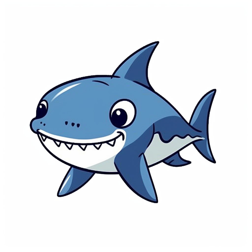 Realistic baby cute hammerhed shark clipart simple blue white isolated on white background d cartoon style joucy color k