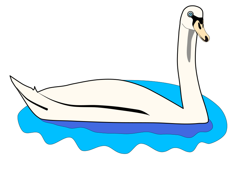 Swan on a blue lake clip art image