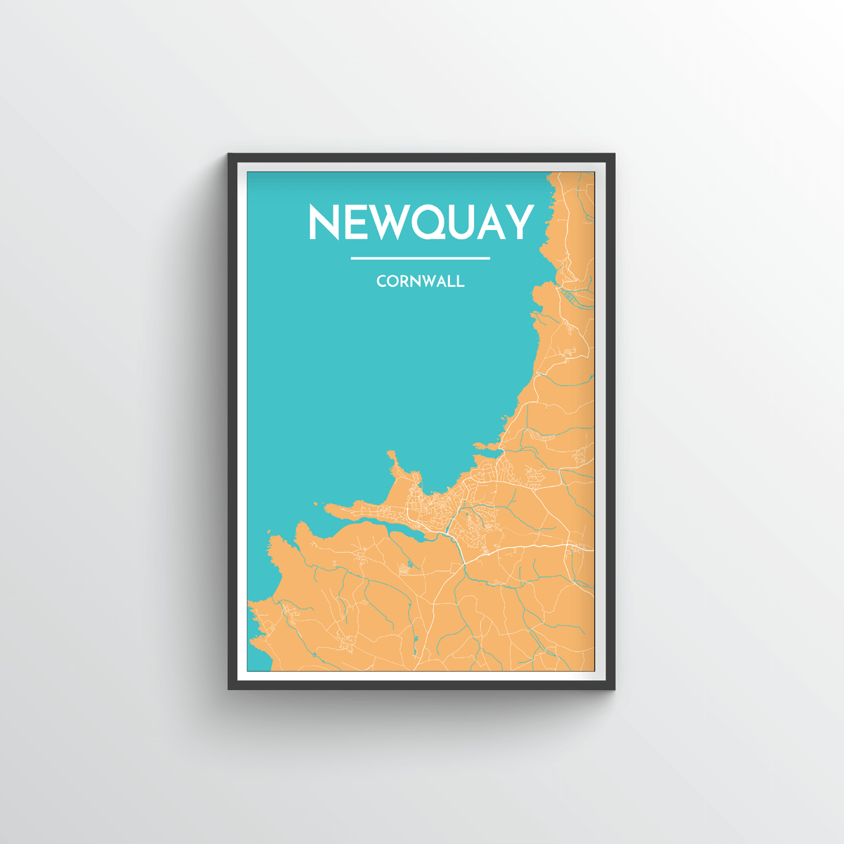 Newquay city map art prints