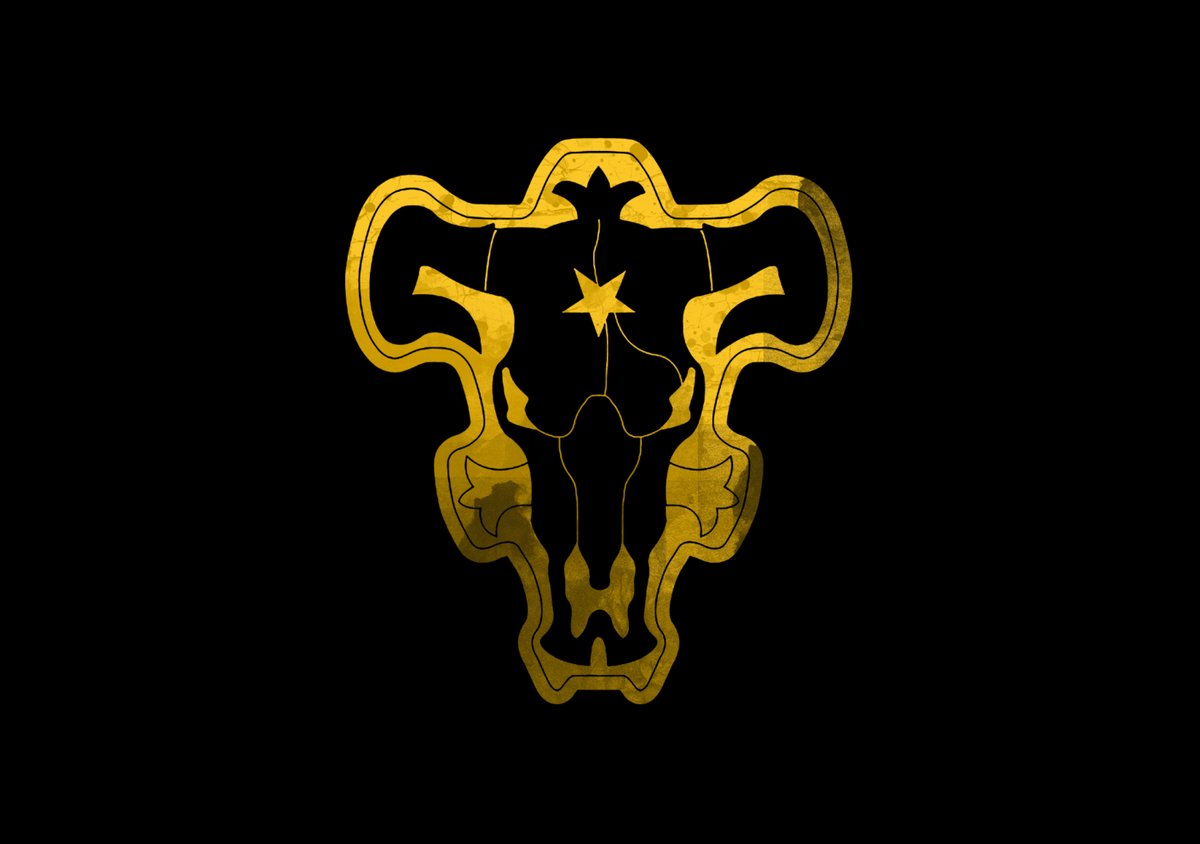 Эмблема черные быки в карандаше черный Клевер