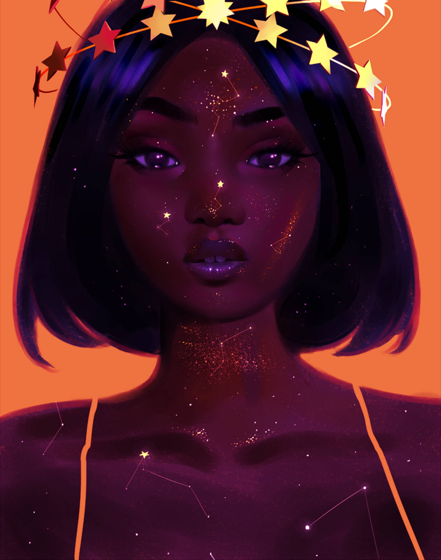 Download cute black girl aesthetic stars wallpaper