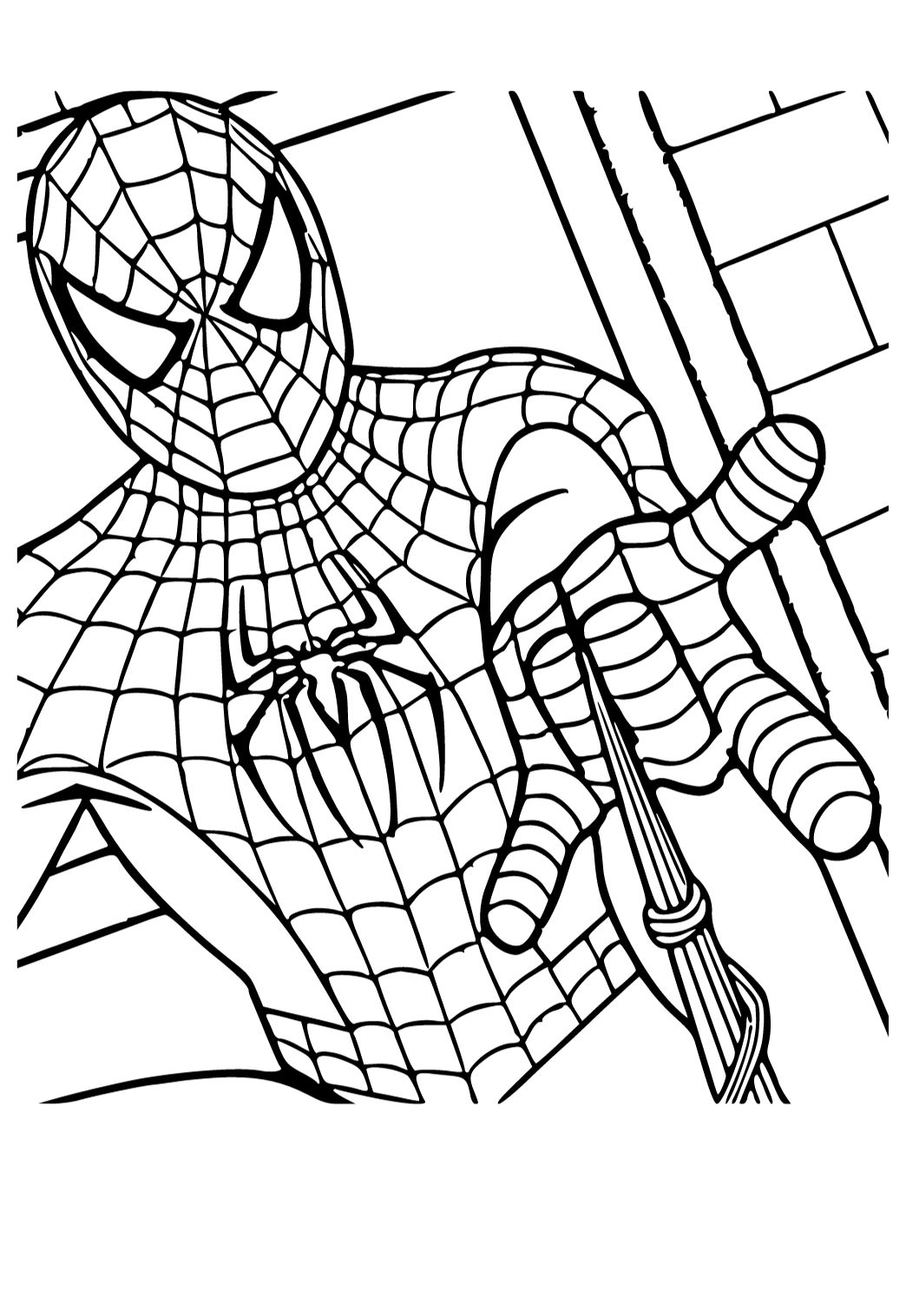 Free printable spiderman cobweb coloring page for adults and kids