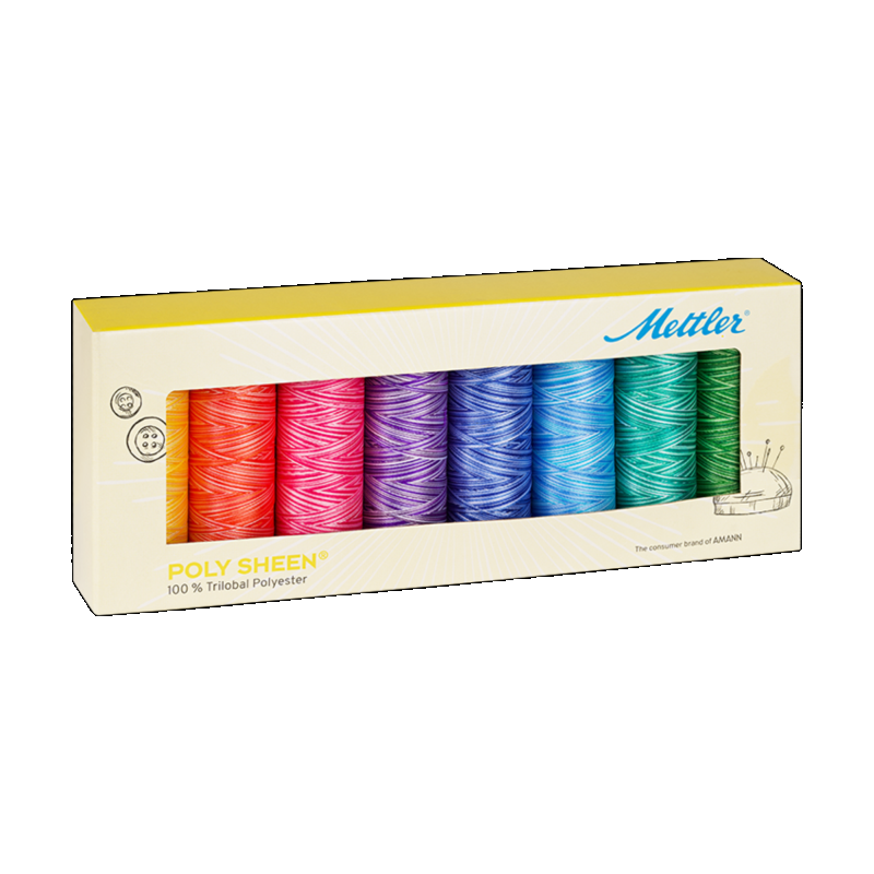 Poly sheen no thread pack x m spools variegated colour