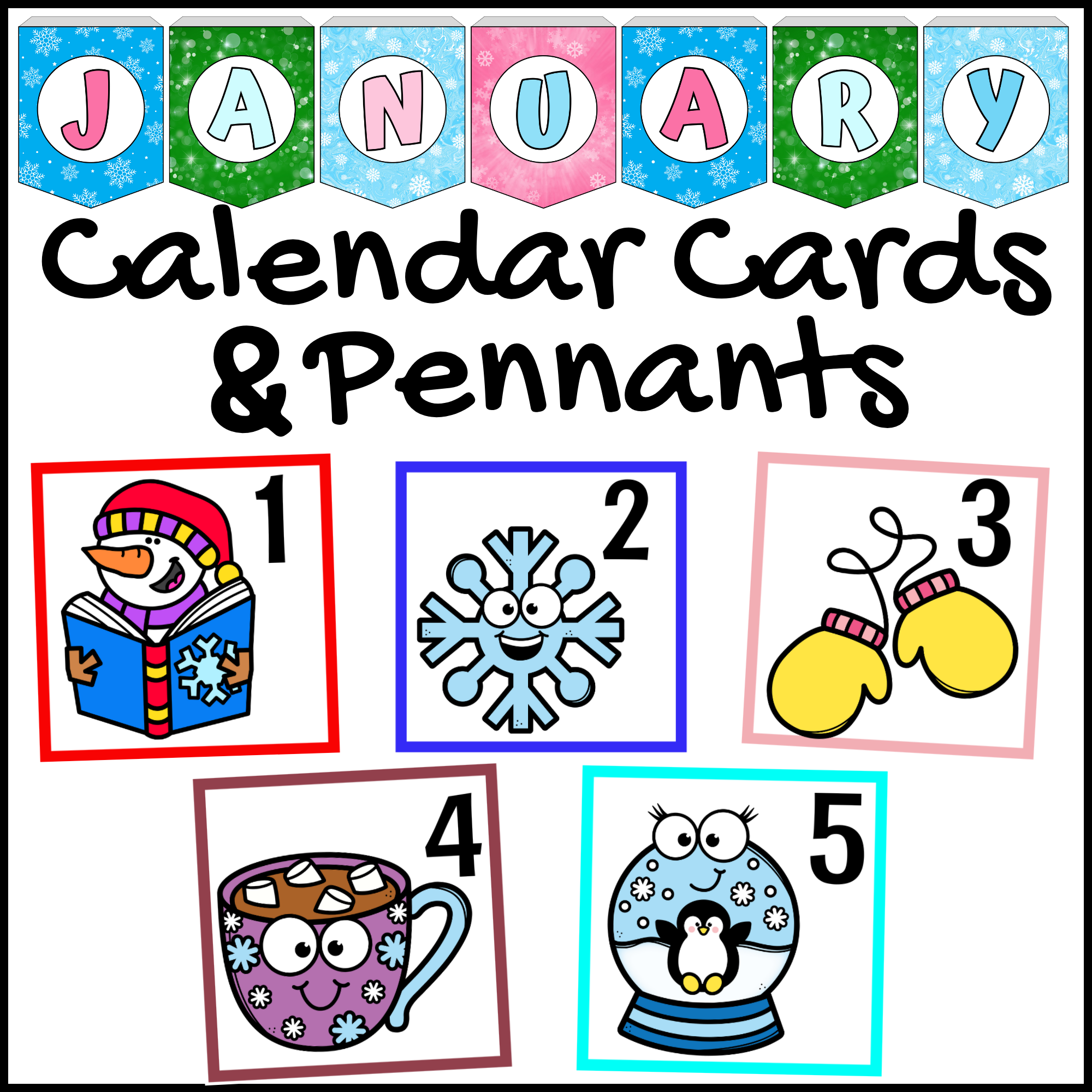 January calendar numbers cards winter pocket chart bulletin board made by teachers