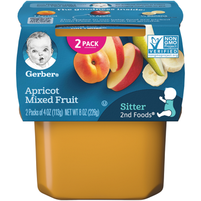 Gerber nd foods apricot mixed fruit oz