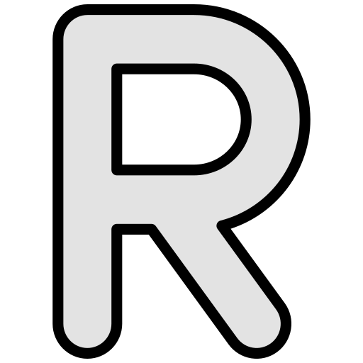 Letter r generic black outline icon