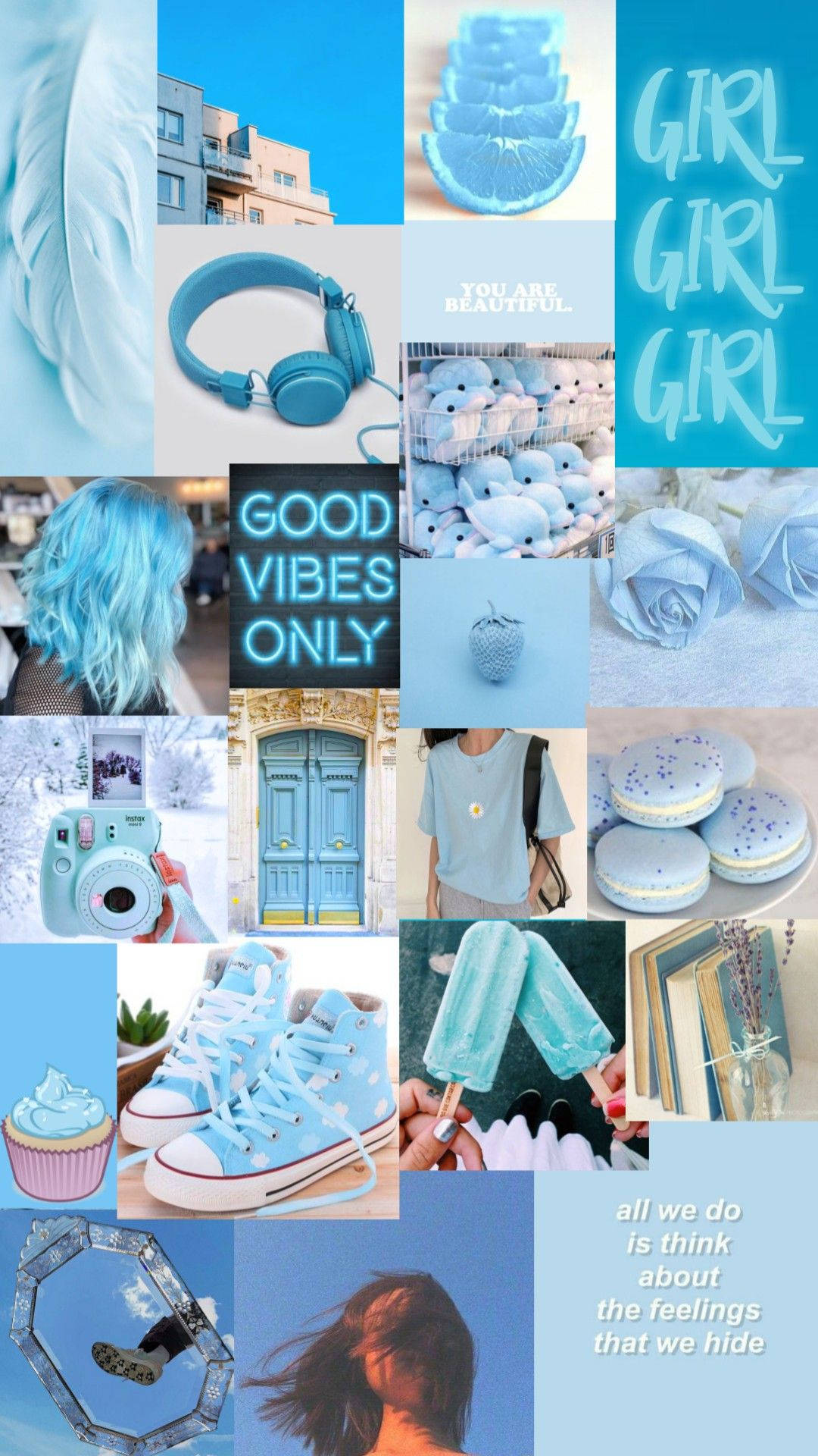 Download girly light blue aesthetic wallpaper